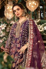 3 Piece Unstitched Embroidered Raw Silk Suit - Image 7