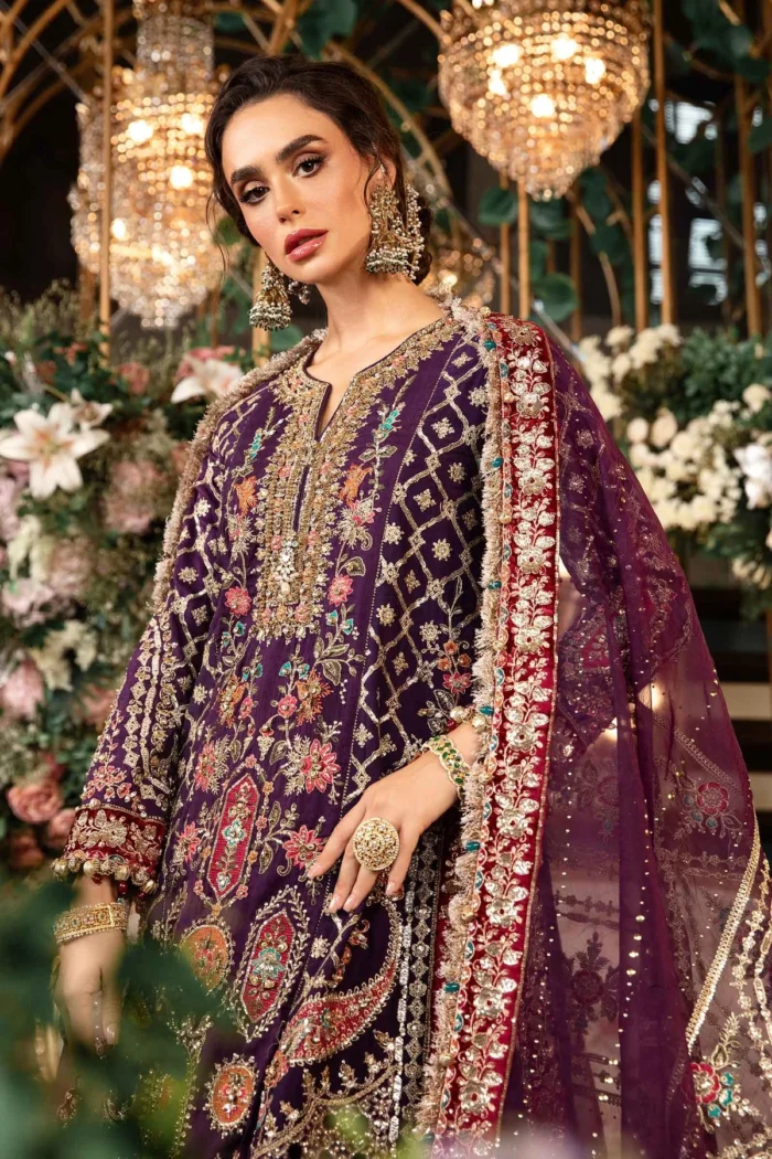 3 Piece Unstitched Embroidered Raw Silk Suit - Image 7
