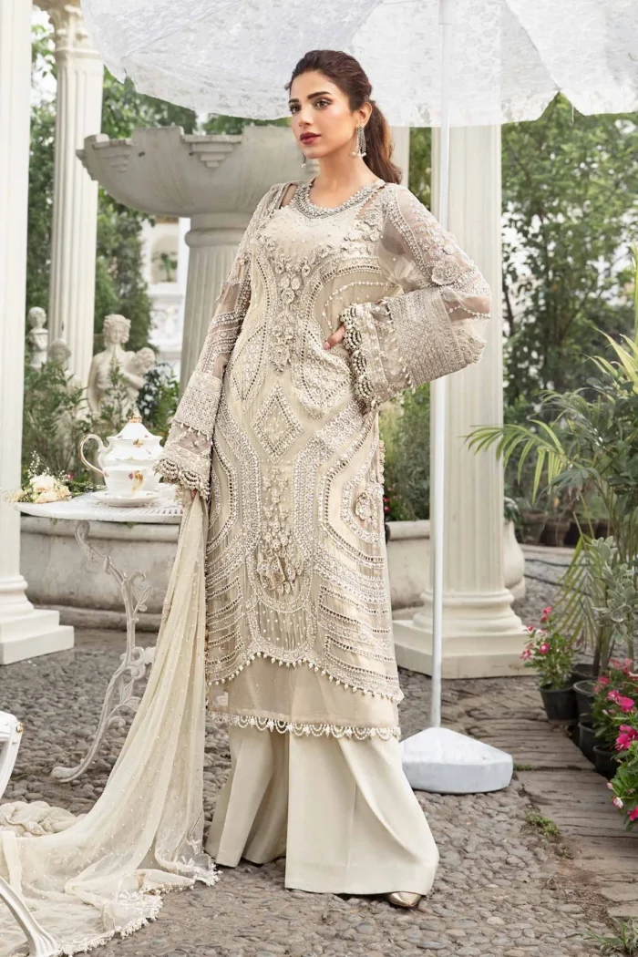 Embroidered Chiffon Suit - Image 4